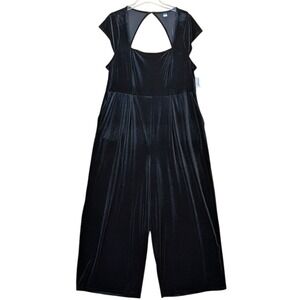 Old Navy Jumpsuit Women XXL Black Velvet Cutout Wide Leg Festive Chic‎ Feminine